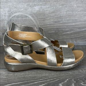 Korks by Kork Ease Erigon Gold Leather Women’s Sz 8M Slingback Buckle Sandals